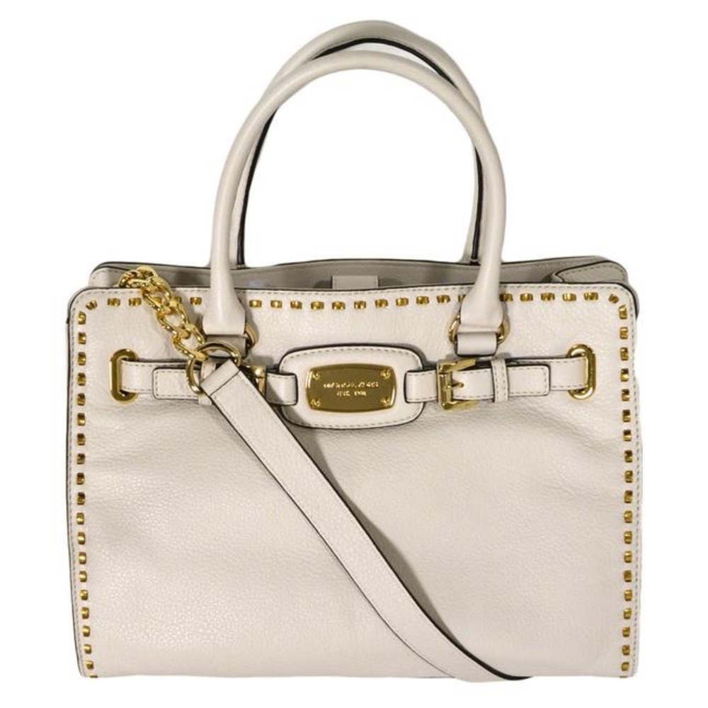 Michael Kors Hamilton purse with gold whip stitch. ⭐️⭐️polish stud logo⭐️⭐️